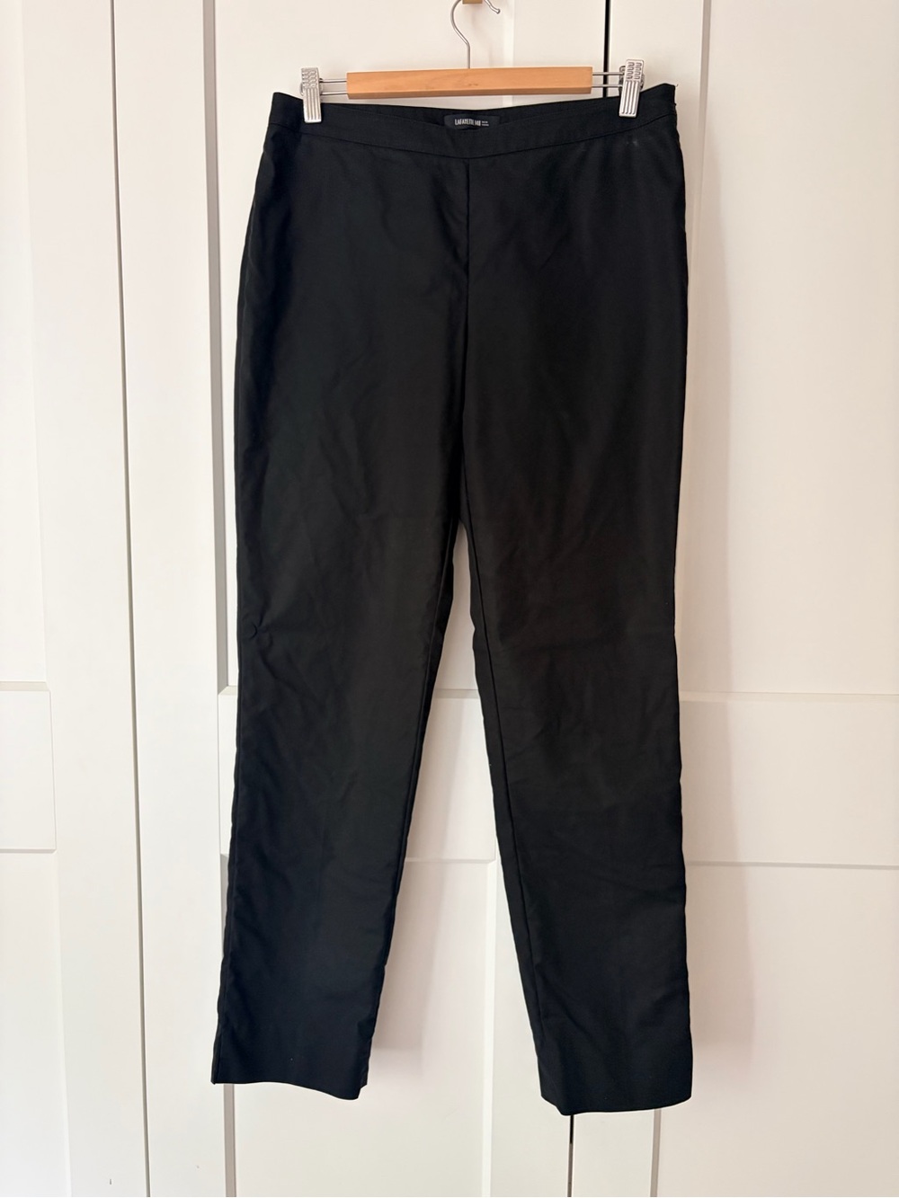 Lafayette 148 New York Bleecker Black Straight-Leg Side Zip Pants | 8